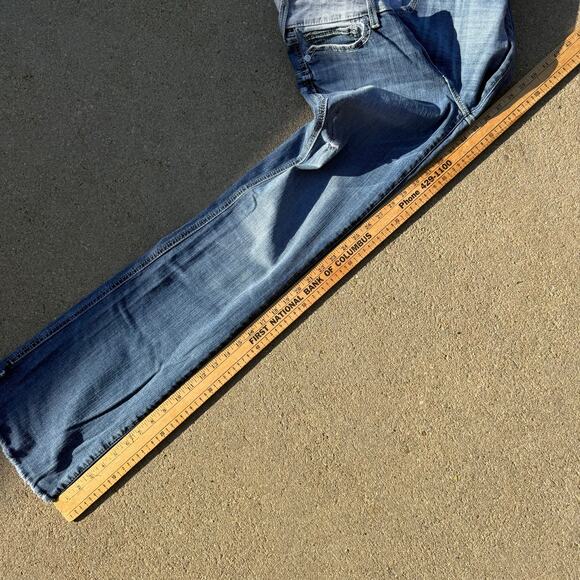 Ariat 29L Capitola Mid Rise Piper Flare Blue Jeans Frayed Hem 10030252 29x35 - Picture 8 of 10